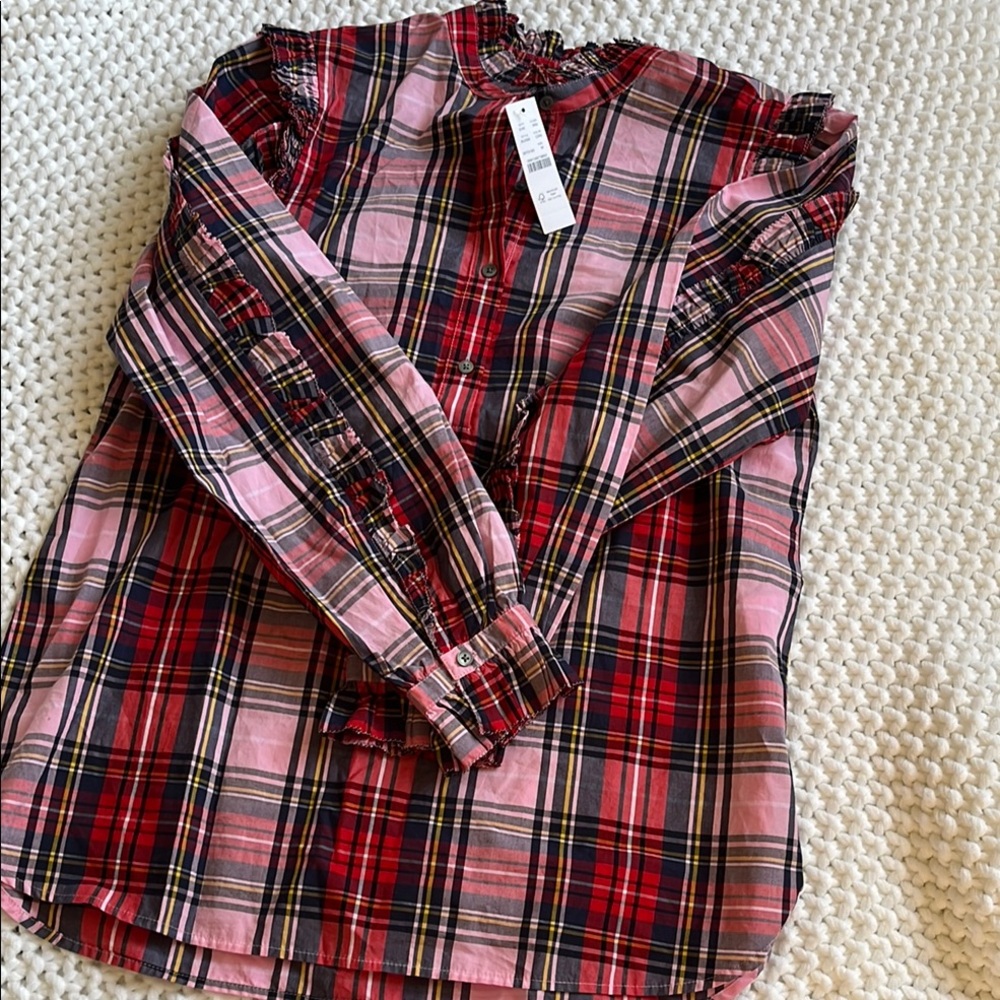 JCREW NWT Tartan Top Blouse Medium